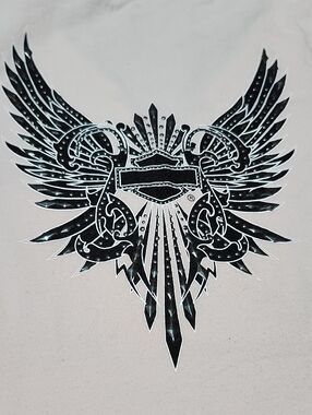 HARLEY DAVIDSON 2008 LIGHT PINK EMBROIDERED STUDDED WING V-LACE-UP NECK TANK-TOP